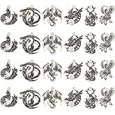 DICOSMETIC 24Pcs 6 Styles Black Dragon Charms Flying Legend Aniaml Charms Vintage Alloy Enamel Charm Dragon Bird Fox Deer Pendants for Bracelet Necklace Jewelry Making