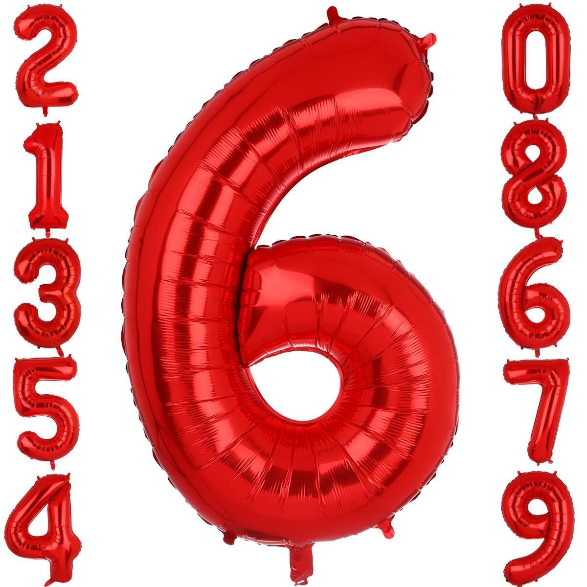 40 Inch Large Foil Number 6 Balloons Red Big Mylar Helium Balloon Birthdays Party Decorations Supplies