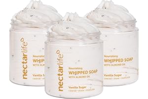 NECTAR BATH TREATS Nectar Life Nourishing Whipped Soap and Shave Butter with Almond Oil, Vanilla Sugar, Set of 3, 5 Oz Each