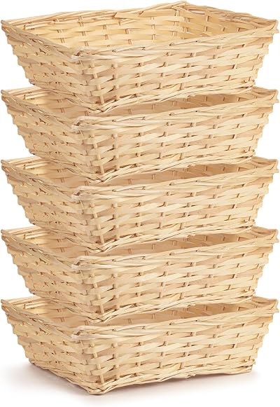 EHC Wicker Wood Natural Gift Basket Storage Hamper 38x29x11 cm