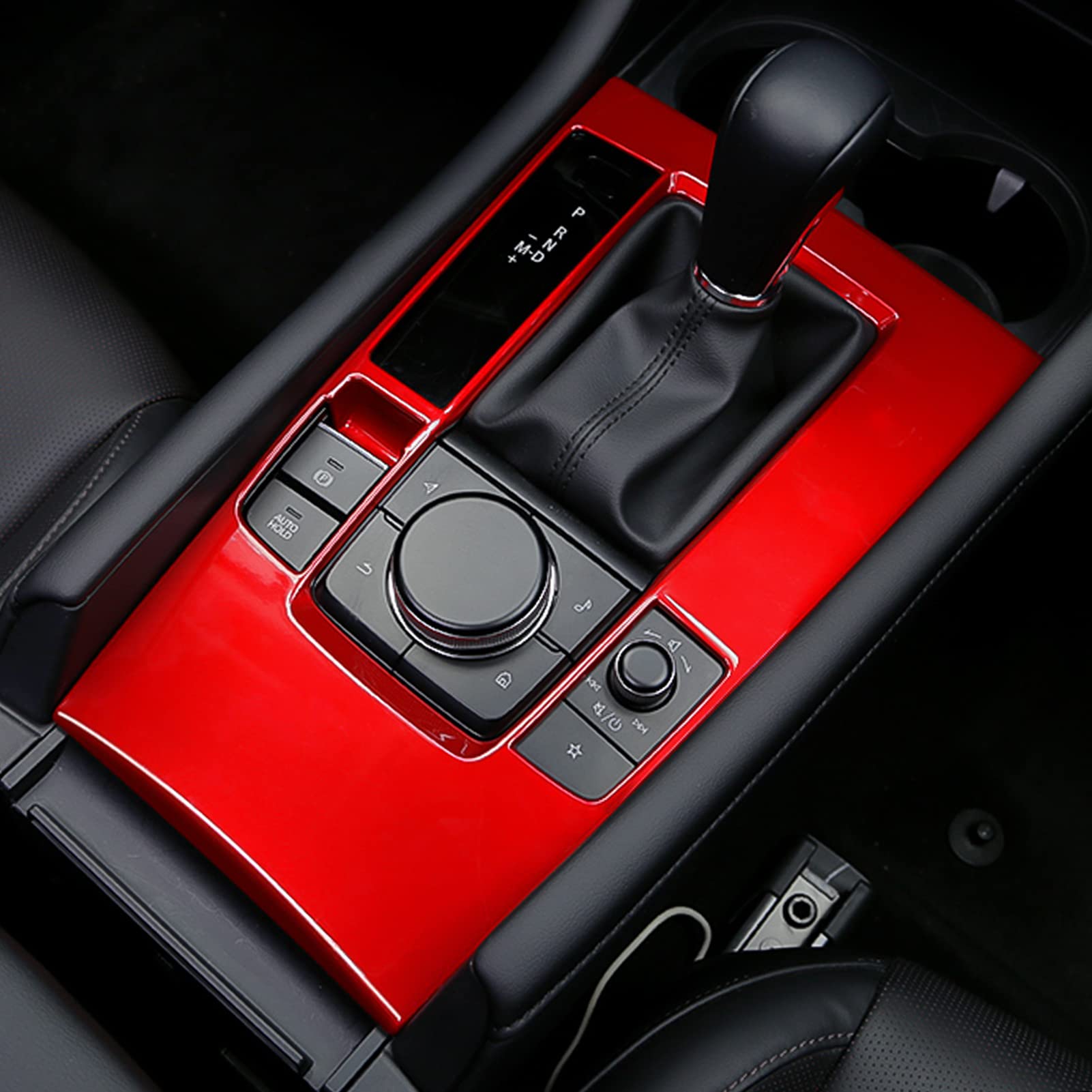 ANFOKAS for Mazda 3 2023 2022 2021 2020 Accessories Car Center Console Cover Gear Panel Gear Shift Knob Cover Trim -Red