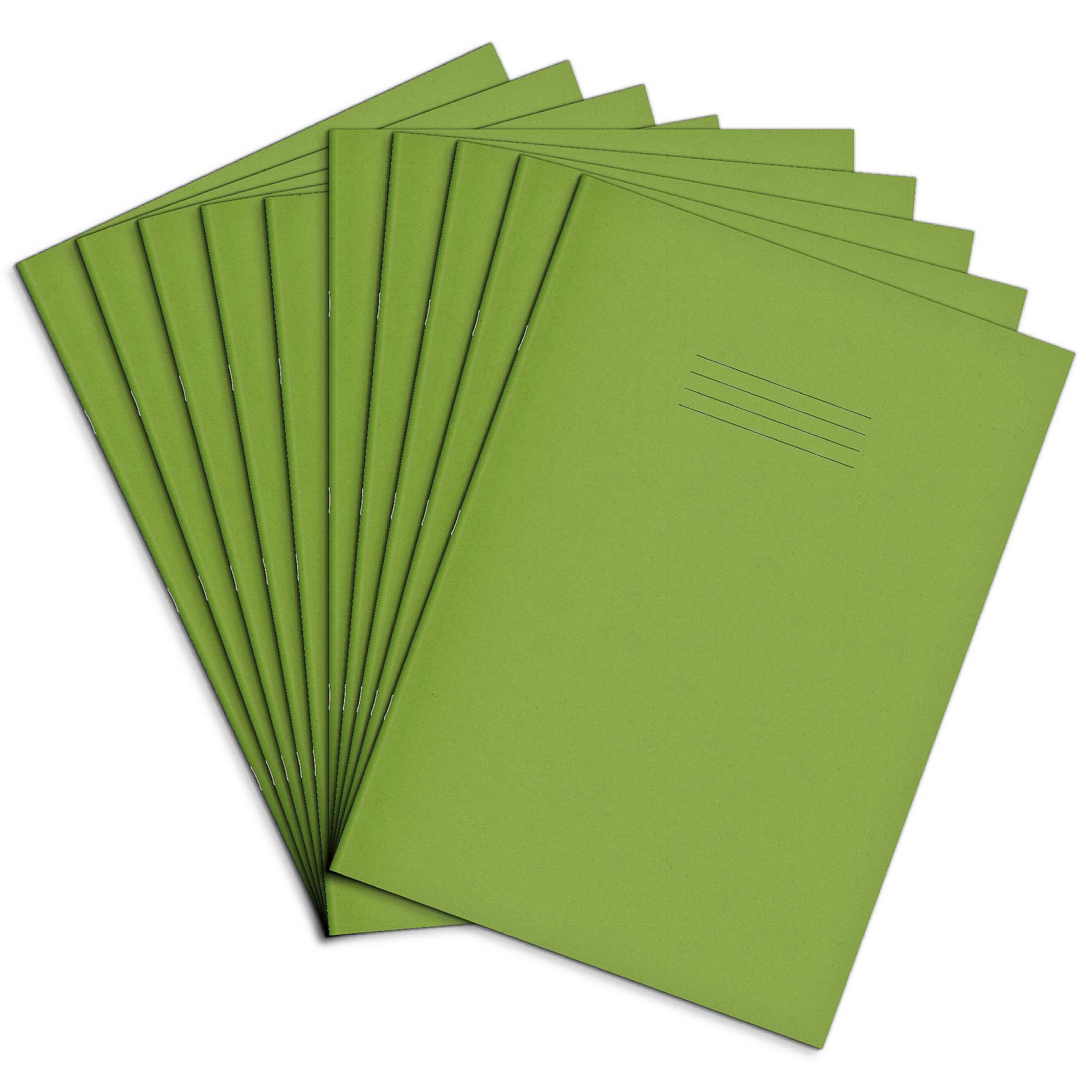 Rhino Oversized Exercise Books, 80-Page / 8mm Lined with Margin Paper Notebook, 10-Pack, 13 x 9 Writing Book, Office & School Stationery Supplies, Light Green