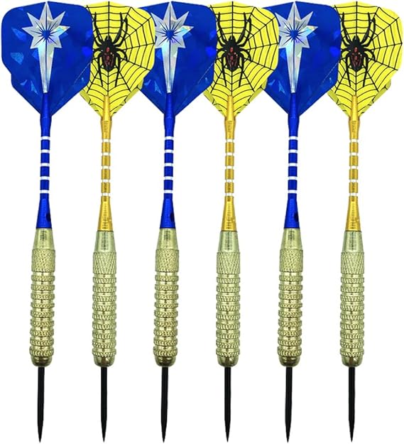 Steel Tip Darts 6 Pack 19 Grams 2 Style 2BA Aluminum Shafts and Flights