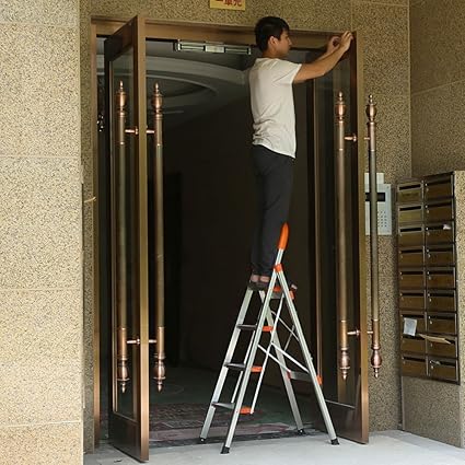 Bi3 Folding Ladder with Platform 4-Step Stool with Hand Grip Aluminum Alloy Household Multi-Position Portable Lightweight