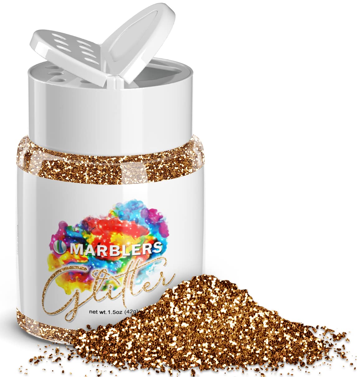 MARBLERS Twinkle Glitter [Dark Gold] 1.5oz (42g) | Fine | Non-Toxic, Vegan, Cruelty-Free | Face, Body, Eyeshadow, Hair, Festival, Party Makeup | Nail Art, Polish | Resin, Tumbler, Slime, Craft