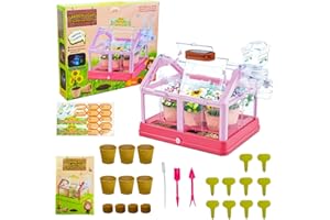 EXBEPE Kids Plant Growing Kit Greenhouse Growing Set Terrarium Kit Kids Science Educational DIY Plant Gardening Toy, Living Greenhouse with Solar Panel, Indoor Gardening Kit