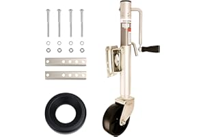 PEAKTOW PTJ0201 1000 Lbs. Capacity Swivel Boat Marine Trailer Tongue Jack with Wheel & Wheel Stop