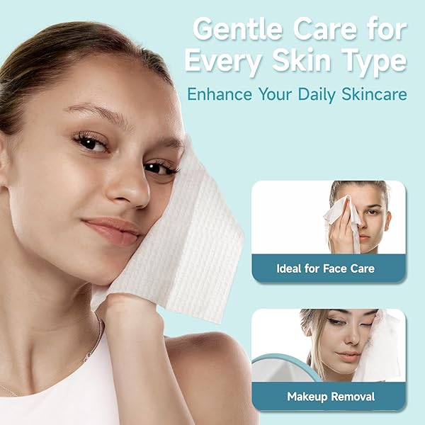 DISPOSABLE FACE TOWELS 100% PURE COTTON – ODORLESS BIODEGRADABLE FACIAL TOWELETTES XL 10 * 12″, ULTRA SOFT WIPES FOR SENSITIVE SKIN TRAVEL USE (50 COUNTS)