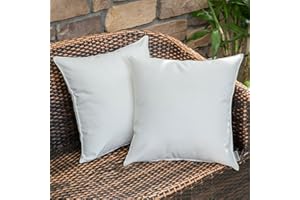 MIULEE Pack of 2 Decorative Outdoor Waterproof Pillow Covers Square Garden Cushion Sham Throw Pillowcase Shell for Spring Patio Tent Couch 16x16 Inch White