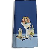 efgthyjdh Blue Vintage Bar Kitchen Towels Decorative, Dirty Martini Gift Hand Tea Towels for Kitchen Bar Cart, Gifts for Cocktail Lovers Women Dish Towel Dishcloth, 16x24 Inch