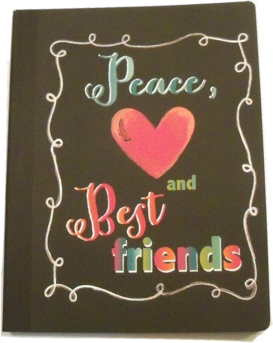 Pink Light Designs Composition Book ~ Chalk Talk (Peace, Heart and Best Friends; 7.5" x 9.75"; 100 Sheets, 200 Pages, Wide Ruled)