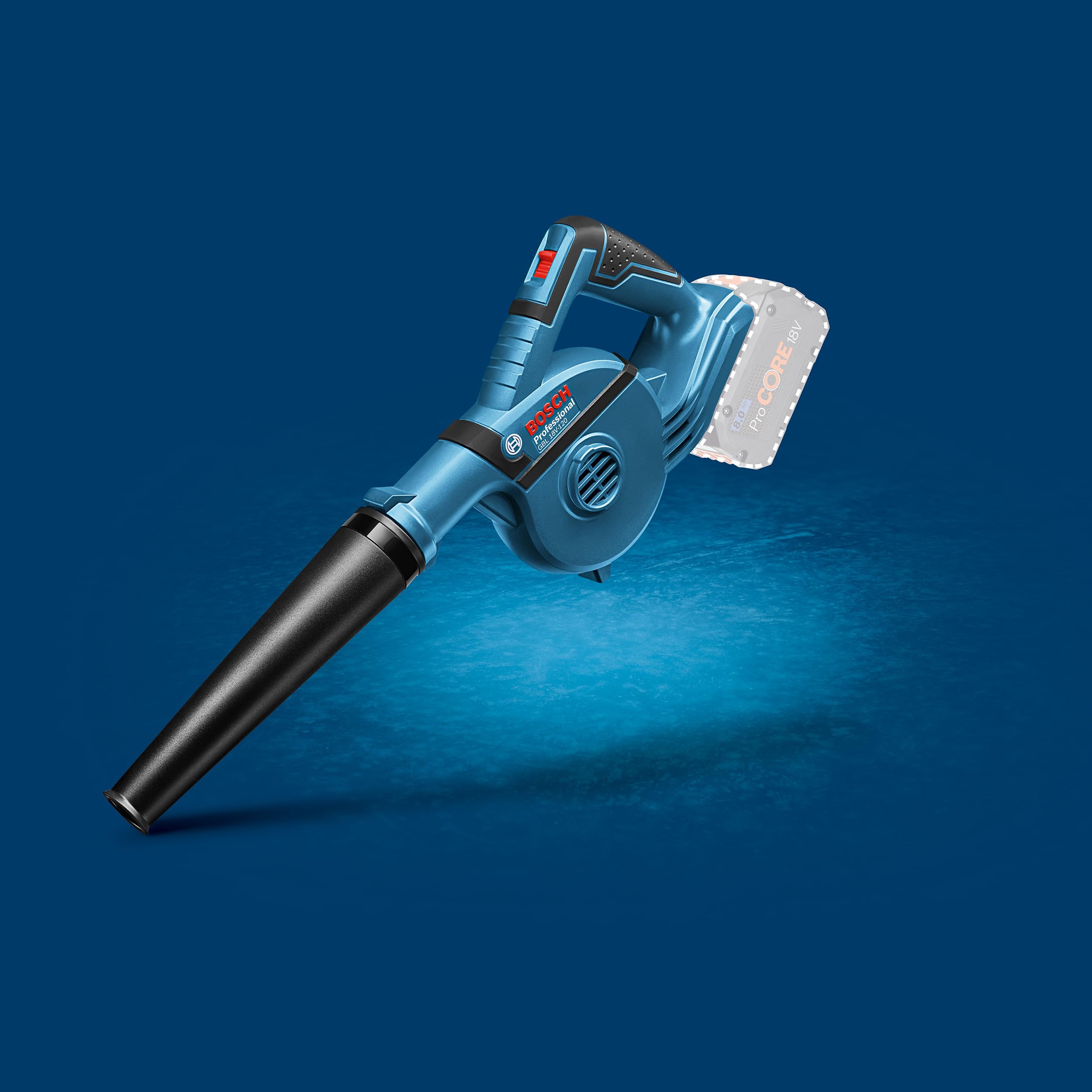 Bosch Professional 18V System Akku Gebläse GBL 18V-120 (inkl. 4x Aufsätze, Standarddüse, Verlängerungsrohr, Bohrlochdüse, Staubauffangbehälter, ohne Akku/ Ladegerät) 8