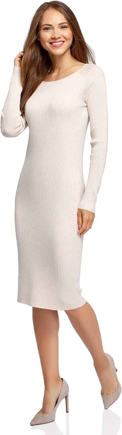 oodji Collection Damen Gestricktes Rippkleid