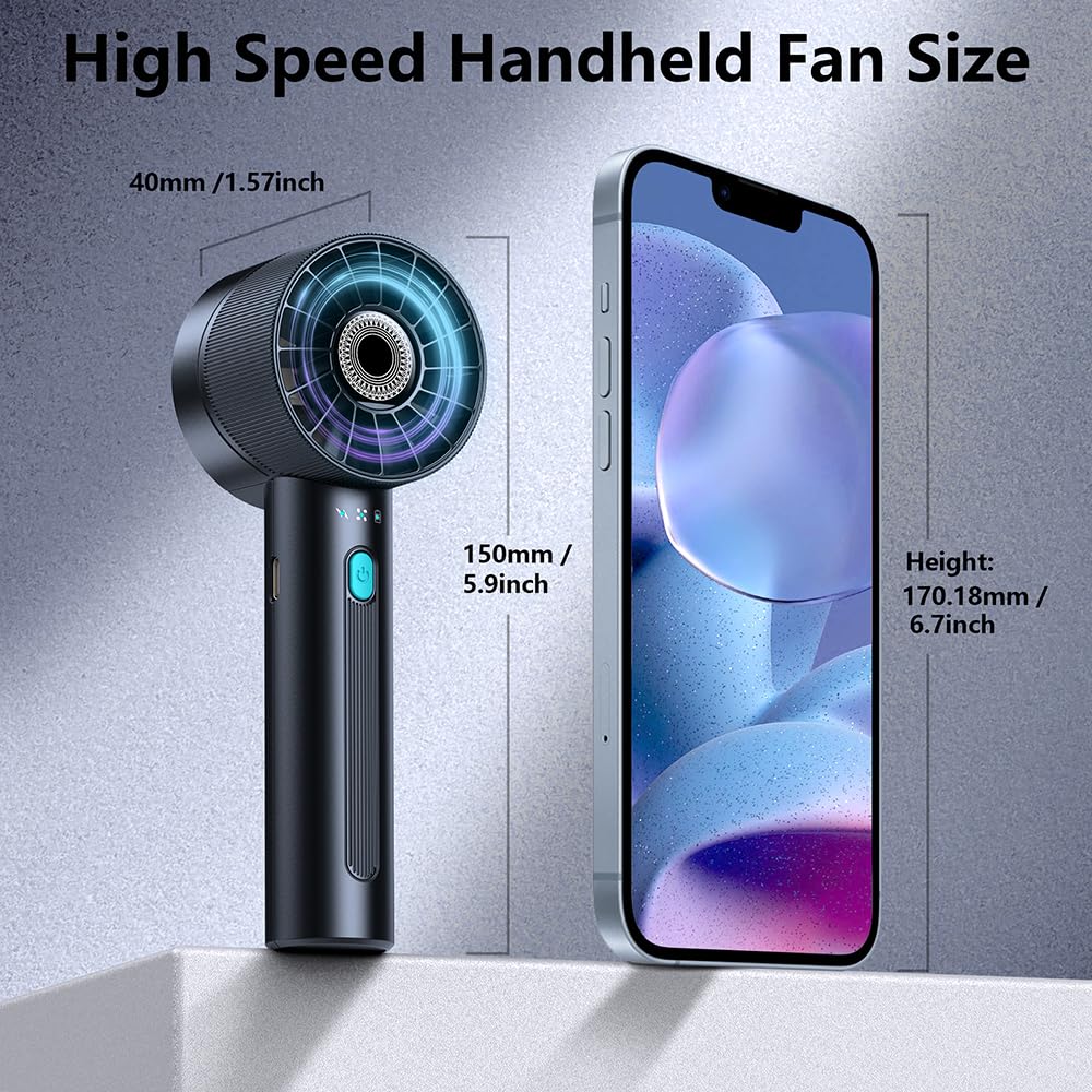 MTaoyac 2PCS Portable Handheld Fan, Rechargeable, Mini Personal Fan, 4 Speeds, USB Battery, Small High Speed Fan, for Makeup, Home, Office, Travel and Outdoor Activities