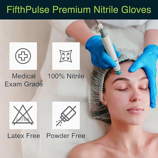 FIFTHPULSE BLUE NITRILE MEDICAL GLOVES LARGE, 100 COUNT – SURGICAL GRADE LATEX FREE DISPOSABLE GLOVES