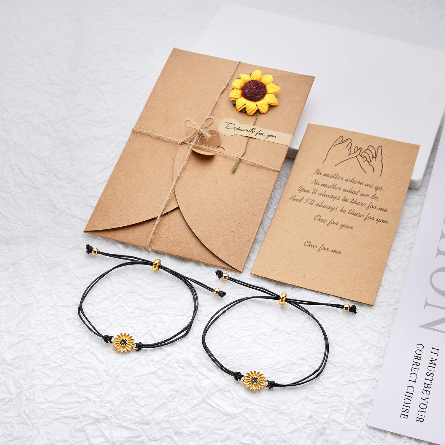 Sunflower Bracelet Pinky Promise Best Friend Bracelets for Women Friendship Bracelets Sunflower Jewelry Gifts for Teen Girls Sister Matching Bracelets: Clothing