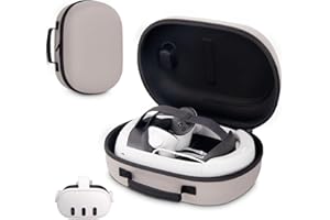 wonlince Hard Carrying Case for Meta Quest 3，Compatible Meta Quest 3 accessory with ELITE headband, touch controller and other accessories，Stylish design for traveling，Off White