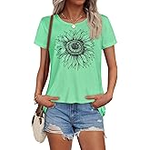 T Shirts for Women Summer Short Sleeve Crewneck Casual Cute Graphic Basic Tees Tops