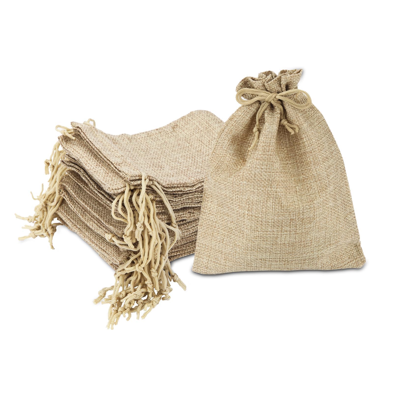 Hessian Drawstring Bags - 15x20cm, 20pcs Reusable Jute Bags for Wedding Party, Jewelry Present, DIY Craft & Advent Calendar
