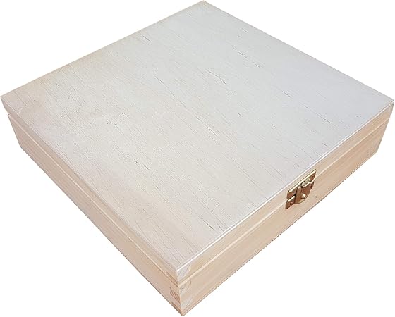 Woodenstock - Caja de Madera con Tapa (23 x 23 x 6 cm, Cierre sin lacar): Amazon.es: Hogar