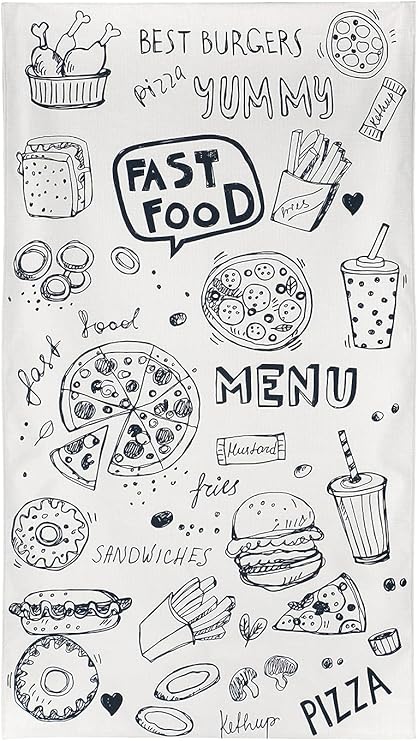 Amazon のれん おしゃれ ファストフード カフェ メニュー デザイン ロング丈 150cm 北欧 アメリカン ロング 暖簾 間仕切り 押し入れ クローゼット 脱衣所 棚 玄関 インテリア 布 目隠し デザイン２ のれん オンライン通販