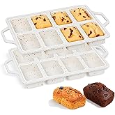 FUNBAKY Mini Loaf Pans with Metal Frame - Silicone Mini Bread Loaf Pans 8-Cavity BPA Free Nonstick for Baking Banana Bread, Cakes, Brownies, Meatloaf 2 Pack