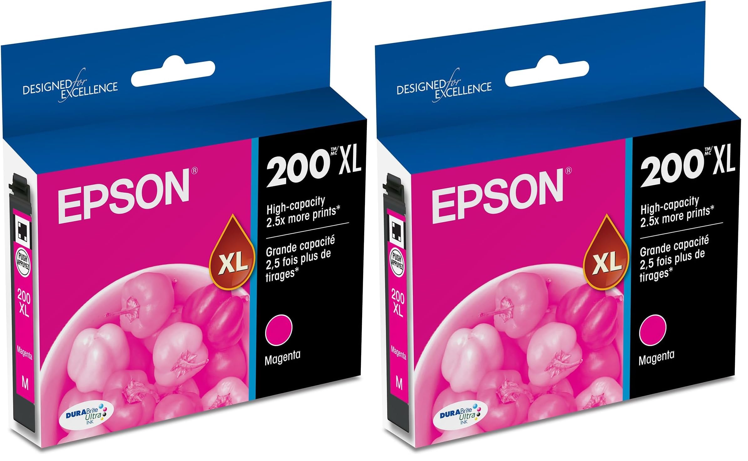 Epson T200 DURABrite Ultra -Ink High Capacity Magenta -Cartridge (T200XL320-S) for Select Expression and Workforce Printers, Large (Pack of 2) Image