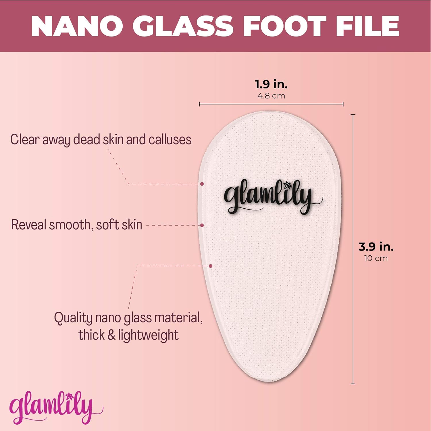 Clear Nano Glass Foot File and Callus Remover for Pedicure (1.9 x 3.9 Inches) : Beauty