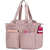 Fasrom Teacher Bag for Work Women, Large Utility Tote Bag with Laptop Compartment for Teacher Essentials (Empty Bag Only), Pink