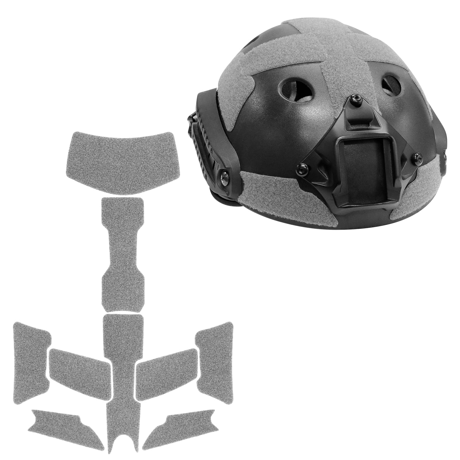 Qavctw 9Pcs Helmet Patches Hook and Loop, Tactical Patches Military Helmet Hook and Loop Fastener Set Sticky High Cut for Fast Helmets Tactical Accessories
