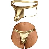 comeondear Men's Jockstrap Underwear Faux Leather Thong Underwear G-String with Pouch Butt-Flaunting Gym Low Rise Brief