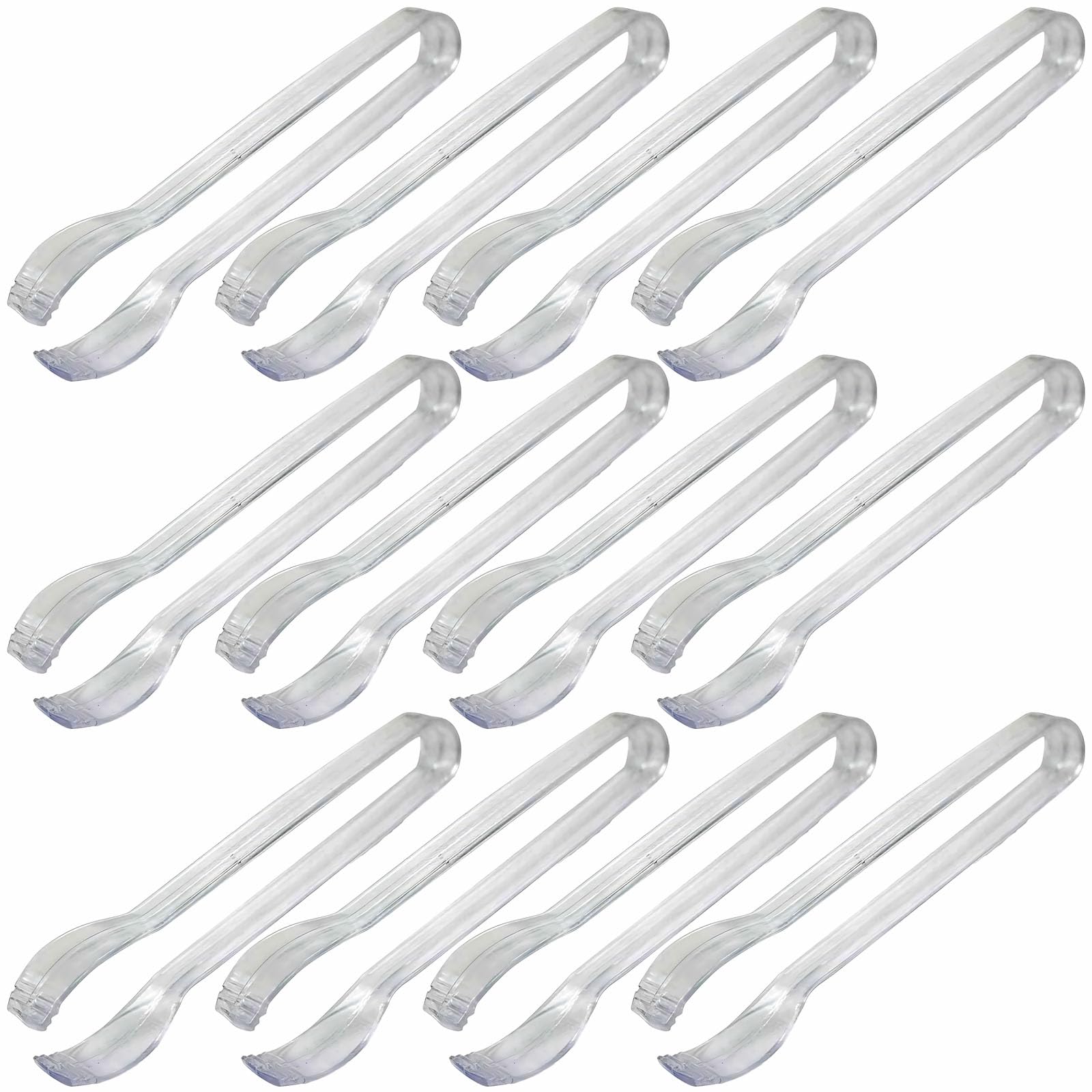 Photo 1 of Mini Clear Plastic Tongs - 5.5" x 10" (12 Count) – Sturdy & Reusable – Perfect For Parties, Catering & Food Services