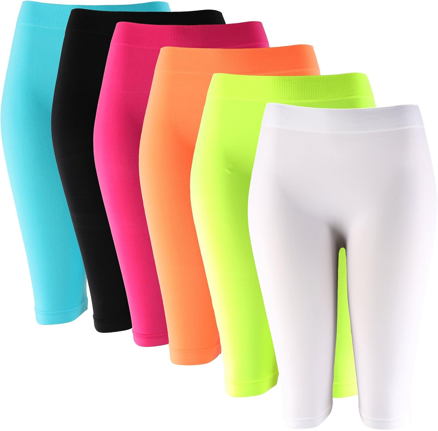 MOPAS Basic Solid Biker Knee Length Shorts Spandex Yoga