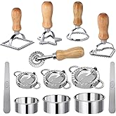 [14 Pieces Upgraded] Ravioli Pasta Cutter Wheel Set, Ravioli Maker Cutter with Roller Wheel with Wooden Handle, Pasta Press Wheel Pasta Tools For Pasta Making Dumplings, Pierogi (14-Pcs Set)