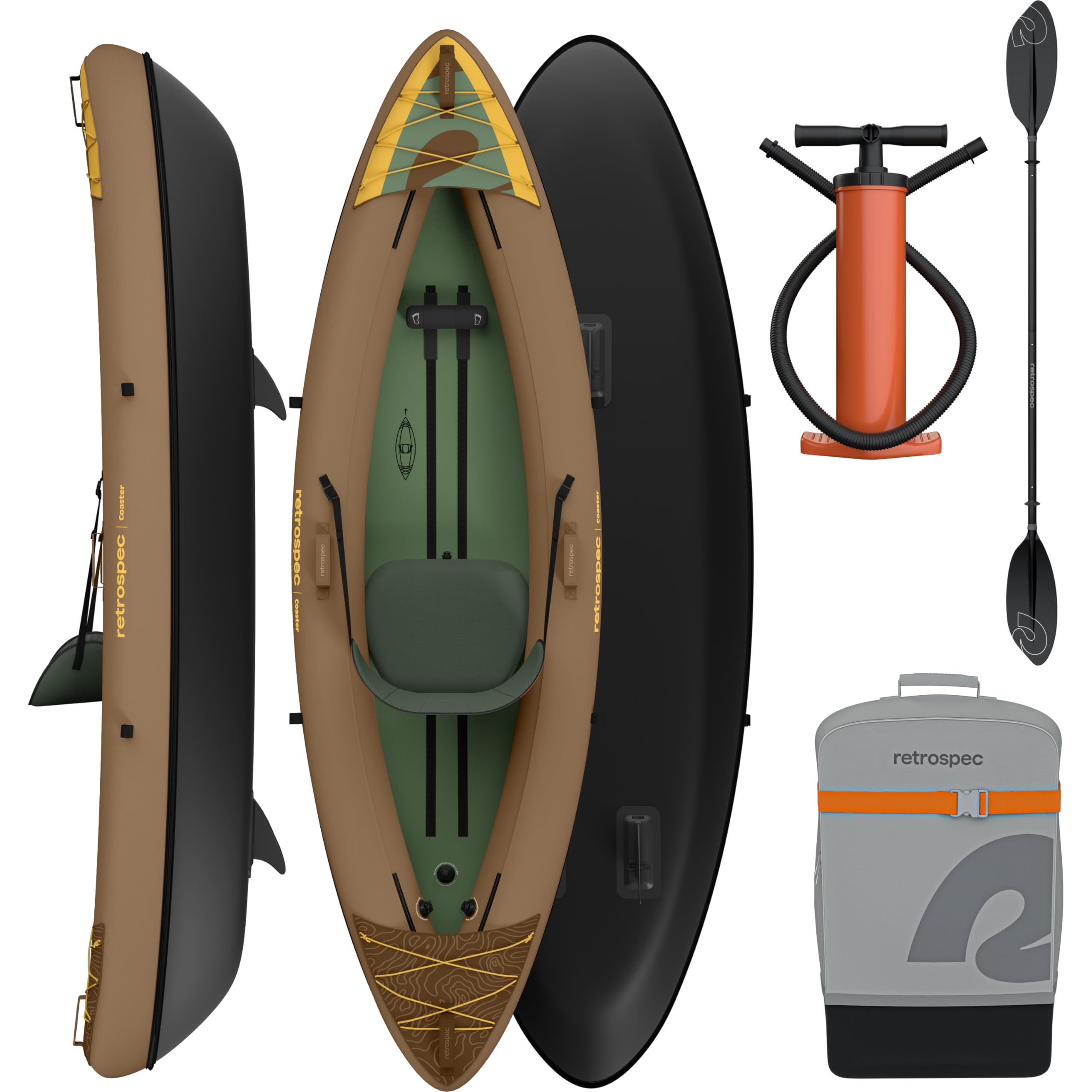 Retrospec Coaster 1 Person Inflatable Kayak, 220lb