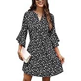 CiCiBird Summer Dresses for Women 3/4 Sleeve V Neck Dress Casual Vacation Clothes