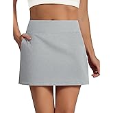 Sarin Mathews Cotton Tennis Skirts for Women Mini Athletic Skort with Pockets Inner Shorts for Golf Running Pickleball