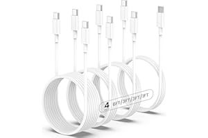 NIUBIL for Apple USB C to USB C Fast Charging Cable,[1FT+3FT+3FT+6FT] USBC to USB-C Charger Cord for iPhone 17/16/15/Pro/Plus/Pro Max/iPad Air 4/5/Mini 6/Pro 12.9/11,for MacBook Air/Pro Type C 60W 4Pack