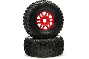 ARRMA 1/8 dBoots Fortress Front/Rear 2.4/3.3 Pre-Mounted Tires, 17mm Hex, Red (2), ARA550065