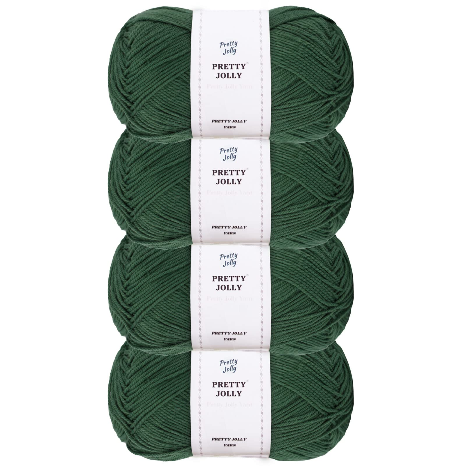 Pretty Jolly 4 Skeins Soft Baby Yarn, 100% Cotton, Crochet & Knitting, 4 Ply, Fingering Weight, Blanket Yarn for DIY Craft Total Length 4×160m/4×50g (Green)