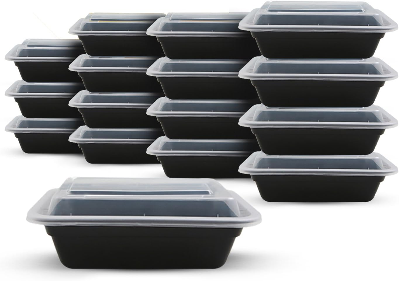 Fitpacker Small Meal Prep Containers - Plastic Microwavable Stackable Reusable Storage (16Oz - Set Of 16)