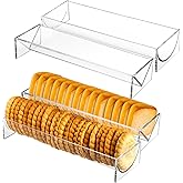 SOUJOY 4 Pack Cracker Tray for Serving, Acrylic Biscuit Stand Cracker Server Holder, Rectangular Clear Food Display Holder for Countertop, Home, Wedding Events, Parties and Events