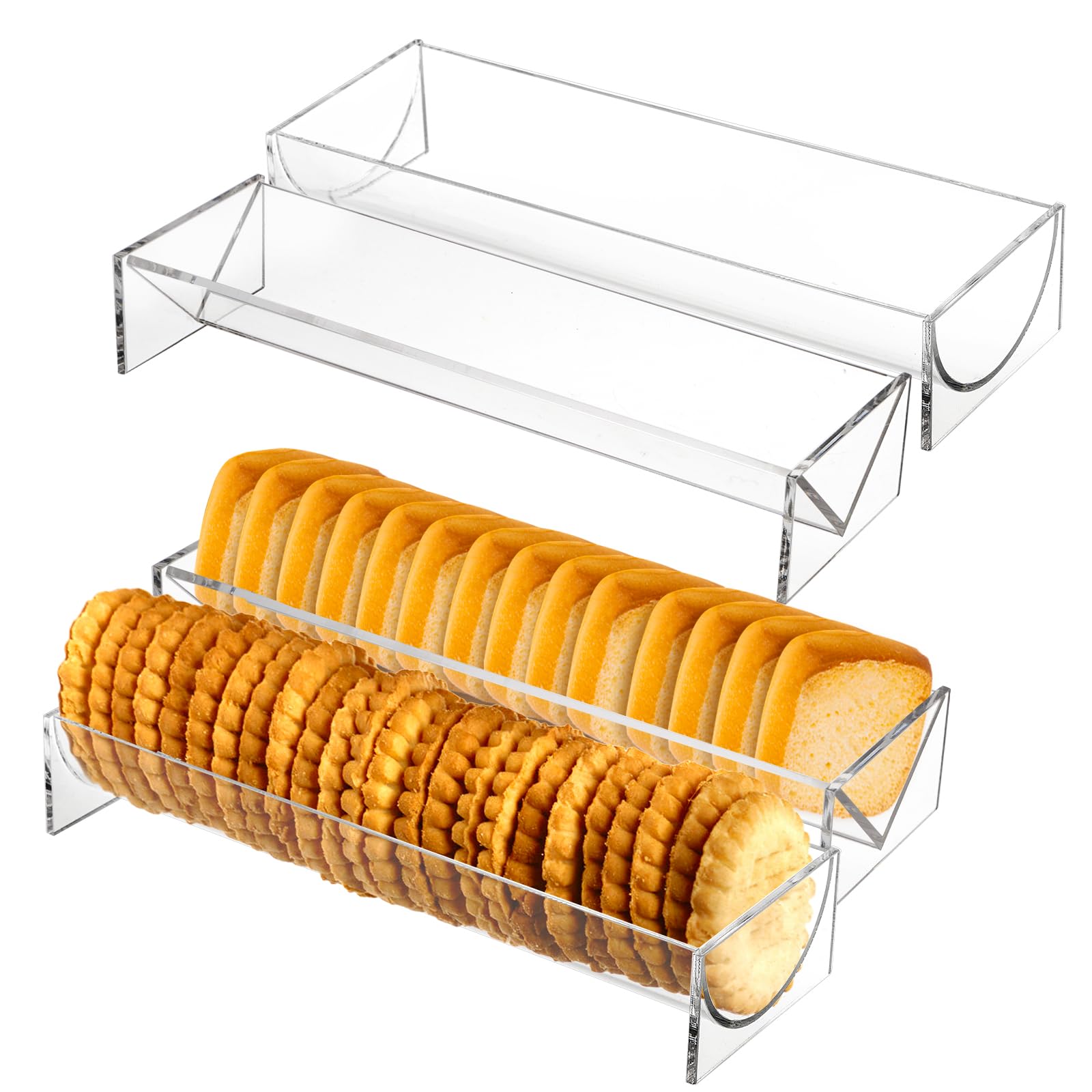 Photo 1 of SOUJOY 4 Pack Cracker Tray for Serving, Acrylic Biscuit Stand Cracker Server Holder, Rectangular Clear Food Display Holder for Countertop, Home, Wedding Events, Parties and Events
