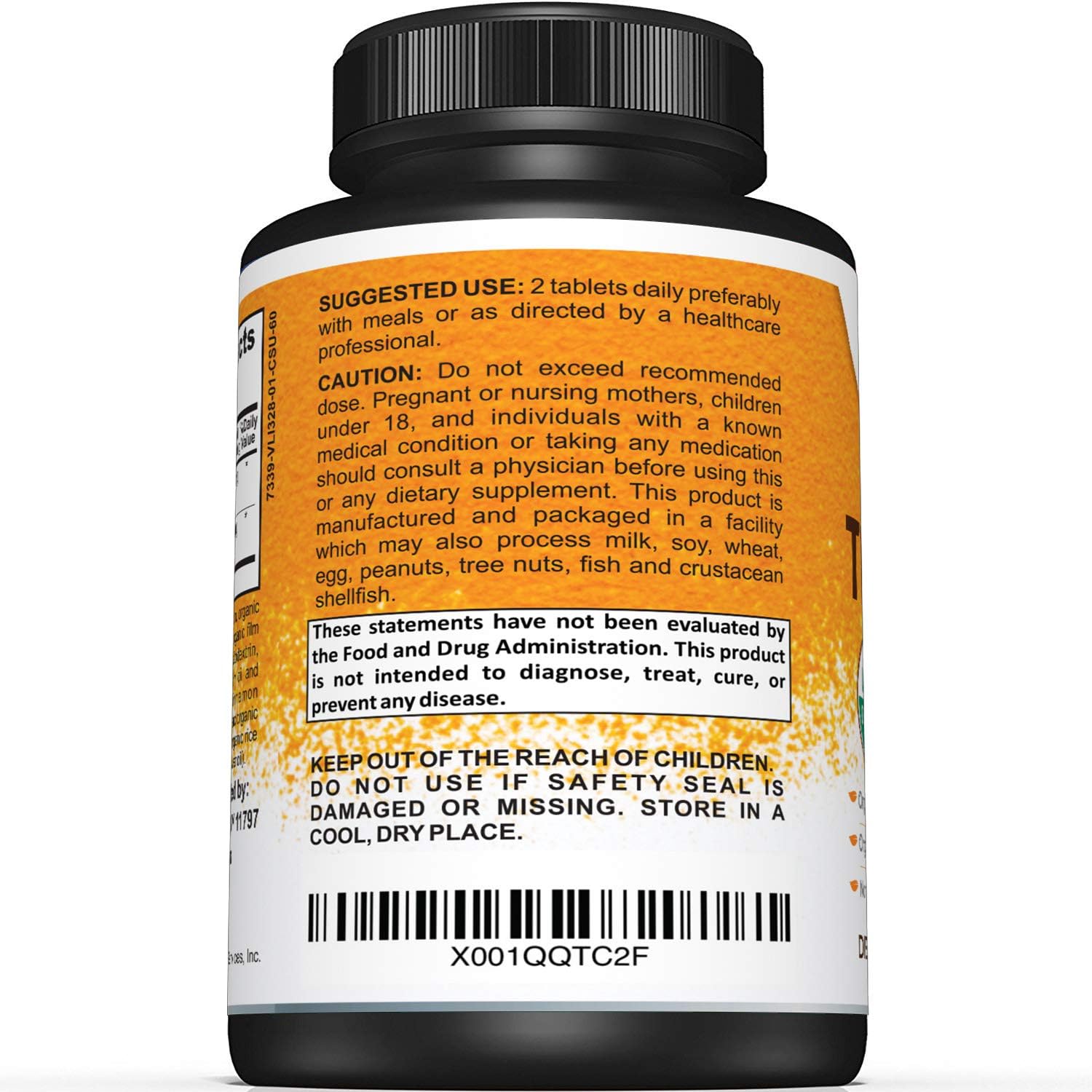 USDA Certified Organic Turmeric Supplement – Includes Organic Turmeric & Organic Black Pepper – 1,400mg of Turmeric per Serving – 60 Turmeric Tablets: Health & Personal Care