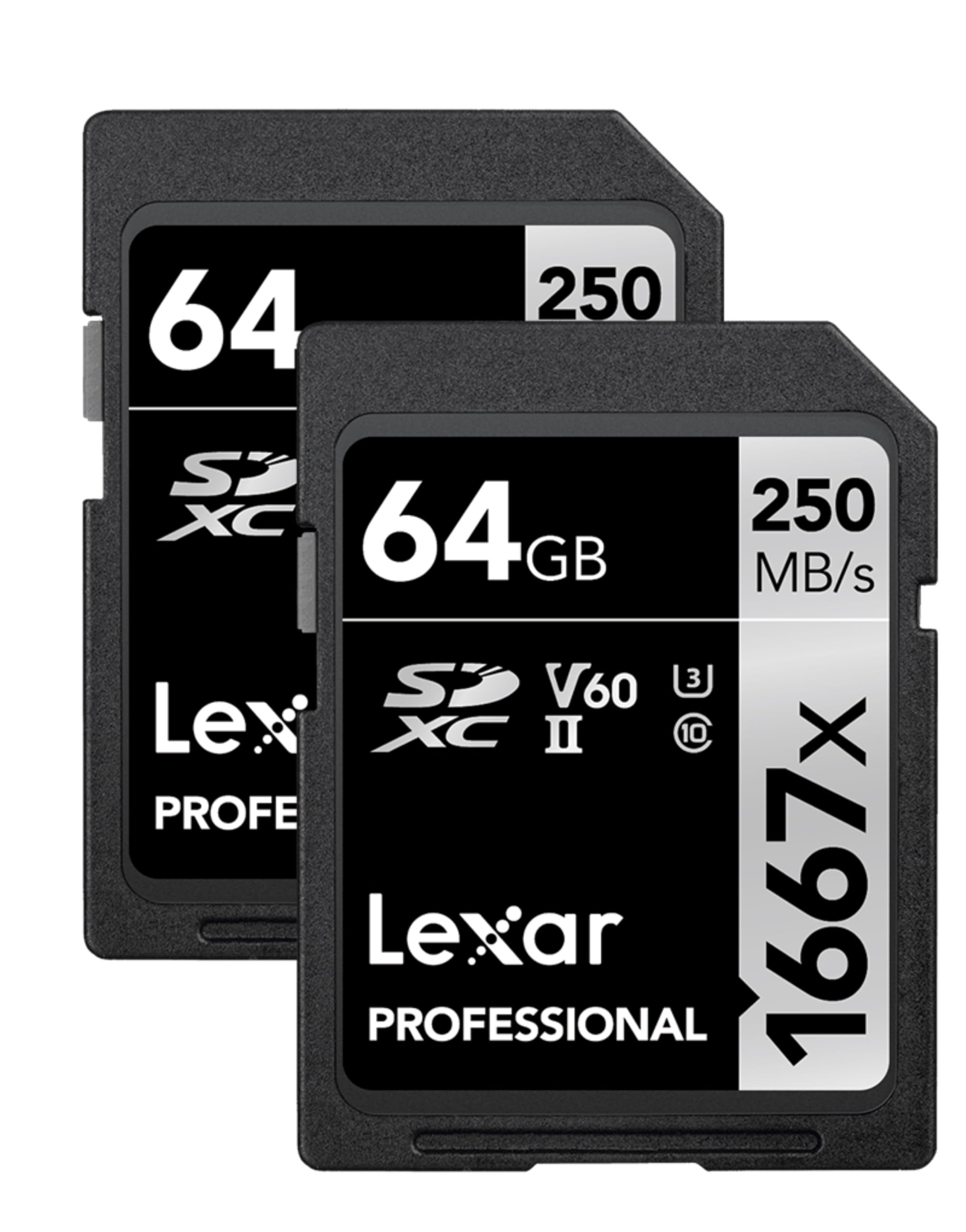 Lexar 64GB (2-Pack) Professional 1667x SDXC Memory
