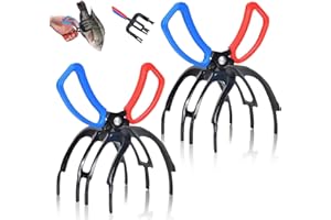 YOUSHEME 2PCS Upgrade 3 Claw Fish Gripper, Metal Fishing Pliers Gripper Fish Control Clamp, Portable Fish Grabber, Multifunctional Three Teeth Fishing Pliers for Most Freshwater Fish Grip Tackle Holder