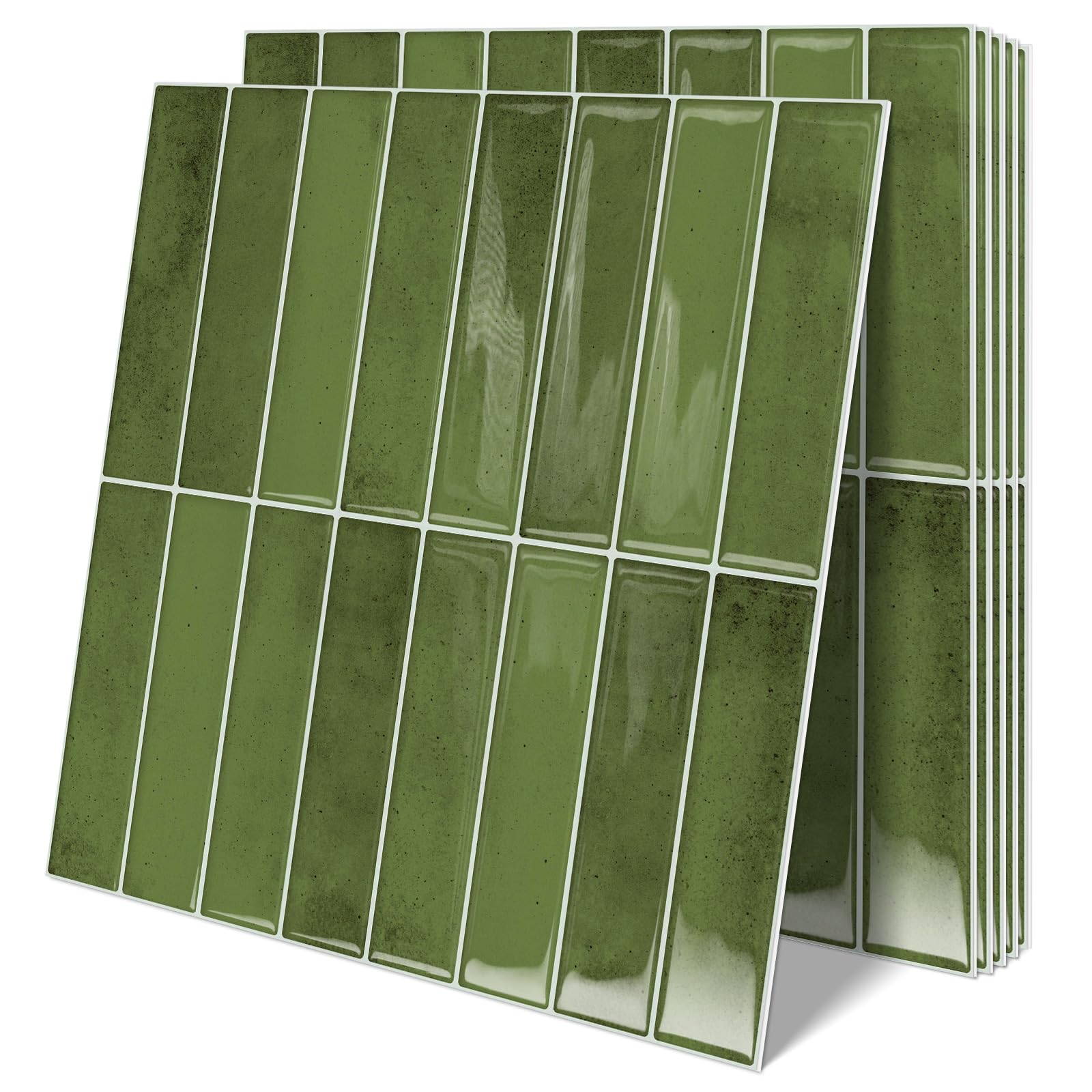 Photo 1 of 10 Sheets Upgraded Thicker Design Subway Tile Peel and Stick Backsplash,12”×12”Self Adhesive Wall Tiles Stick on Back Splash for Kitchen,Bathroom,Camper(Green)