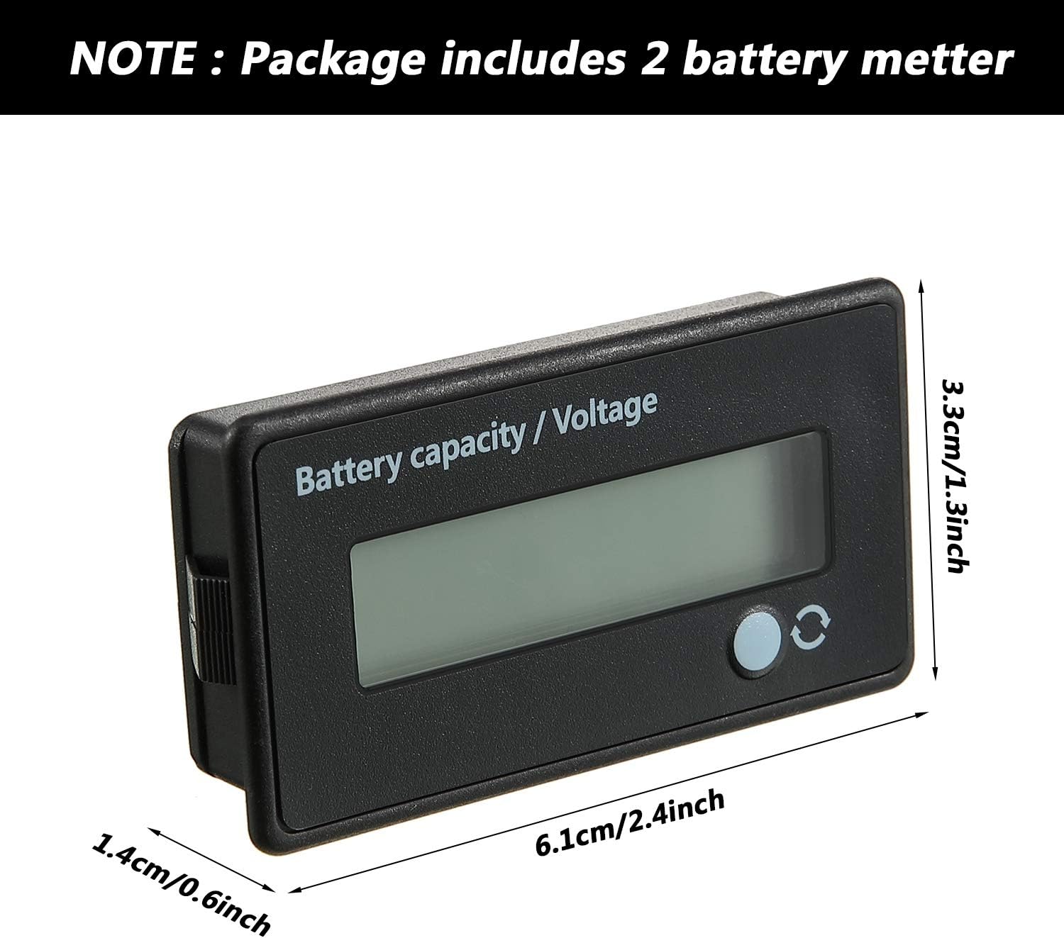 2 Pieces Battery Indicator Battery Meter Golf Cart Voltage Meter DC 12V