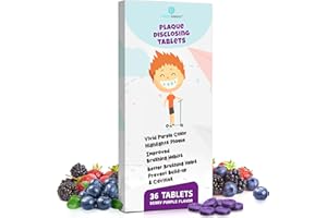 Plaque Disclosing Tablets for Teeth, 36 Count, Dental Disclosing Tablets for Kids or Adults, Shows Plaque, Helps Teach Kids Teeth-Brushing Habits for Clean Smile, by Fresh Knight, (Pack of 1)