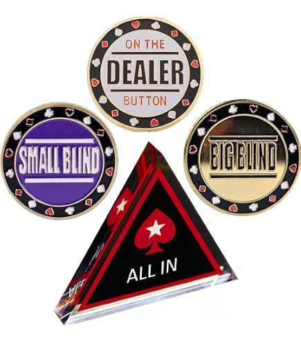 Wortek Elegante Poker Button Set – Metalen Dealer, Big Blind & Small Blind Buttons, Incl. Beschermhoes